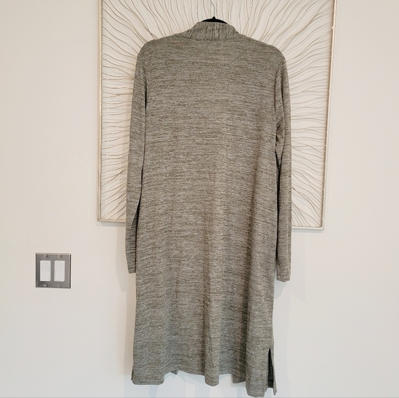 Lands' End Heathered Loden Moss Green Open Front Cardigan w/ Pockets Large Tall - Picture 3 of 10